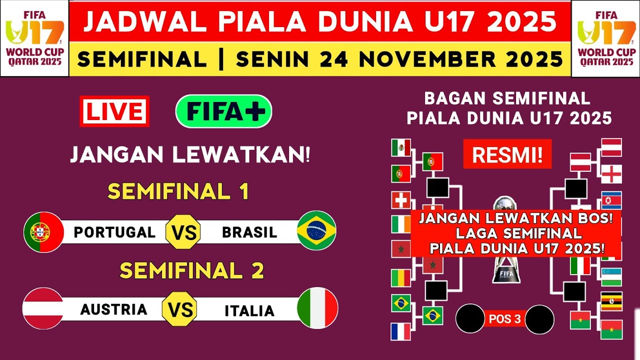 Jadwal Semifinal Piala Dunia U17 2025 🇵🇹 vs Brasil