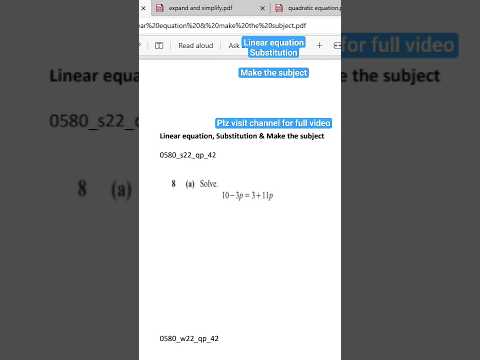 Linear equation | IGCSE | Make the subject Maths #igcsemath