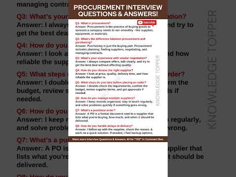Procurement Interview Questions and Answers | Procurement Job Interview Questions and Answers