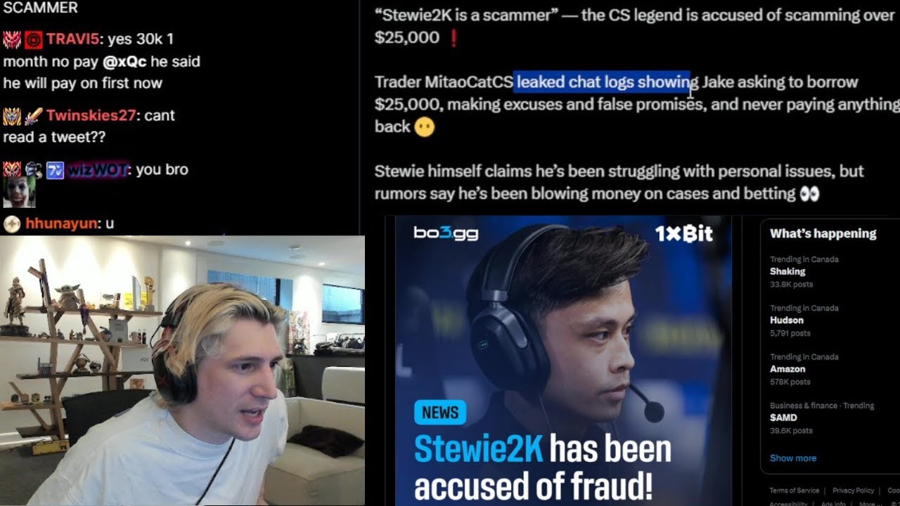 xQc Reacts to Stewie2K Scammer Exposé 🎮