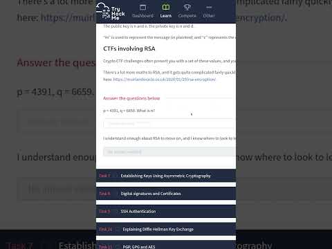 Encryption - Crypto 101: RSA - Rivest Shamir Adleman | Answer the Questions Series #shorts #thm