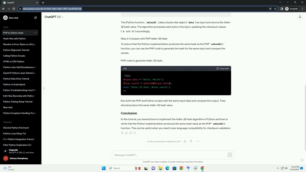 How to get the same PHP adler32 hash in Python