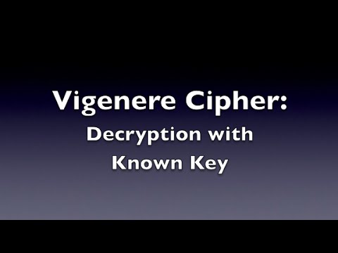 Vigenere Cipher - Decryption (Known Key)