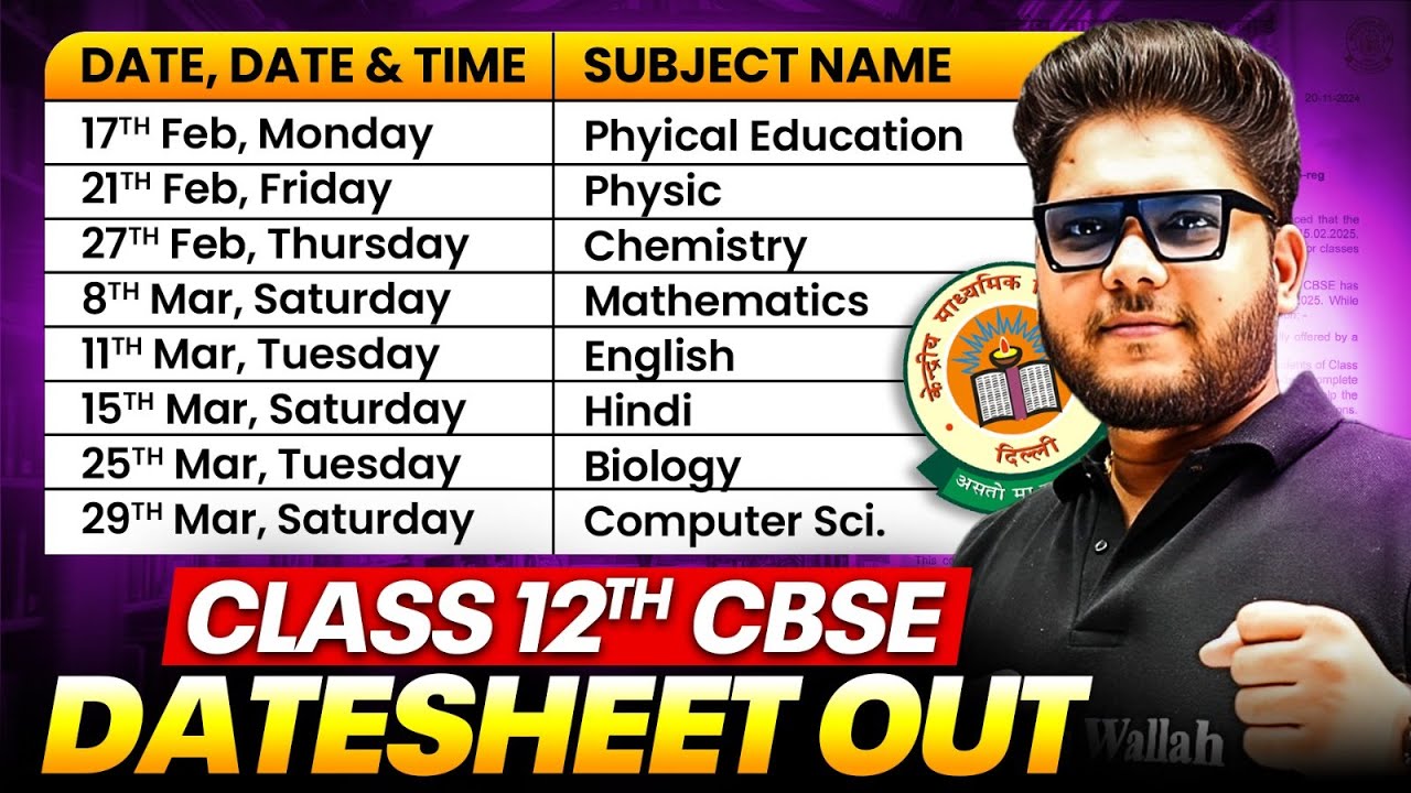 CBSE Class 12 Date Sheet 2025 | CBSE Board Exam Time Table 2025