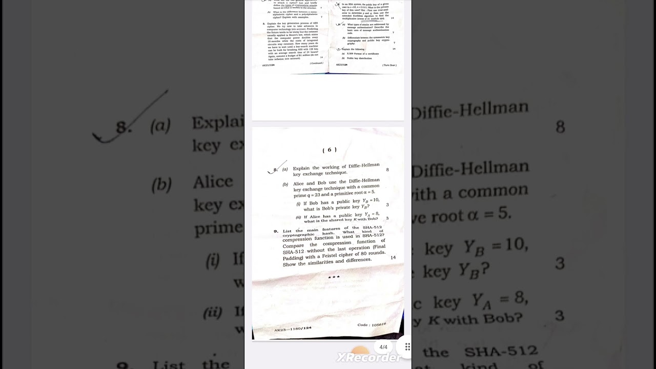 Cryptography & Network Security 2021 B.Tech Final Term Question Paper π