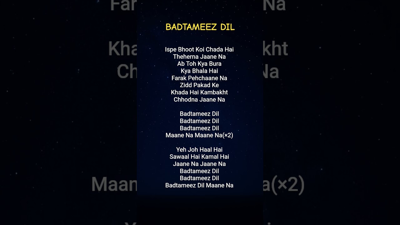 Badtameez Dil Song by Benny Dayal & Shefali Alvares 🎶