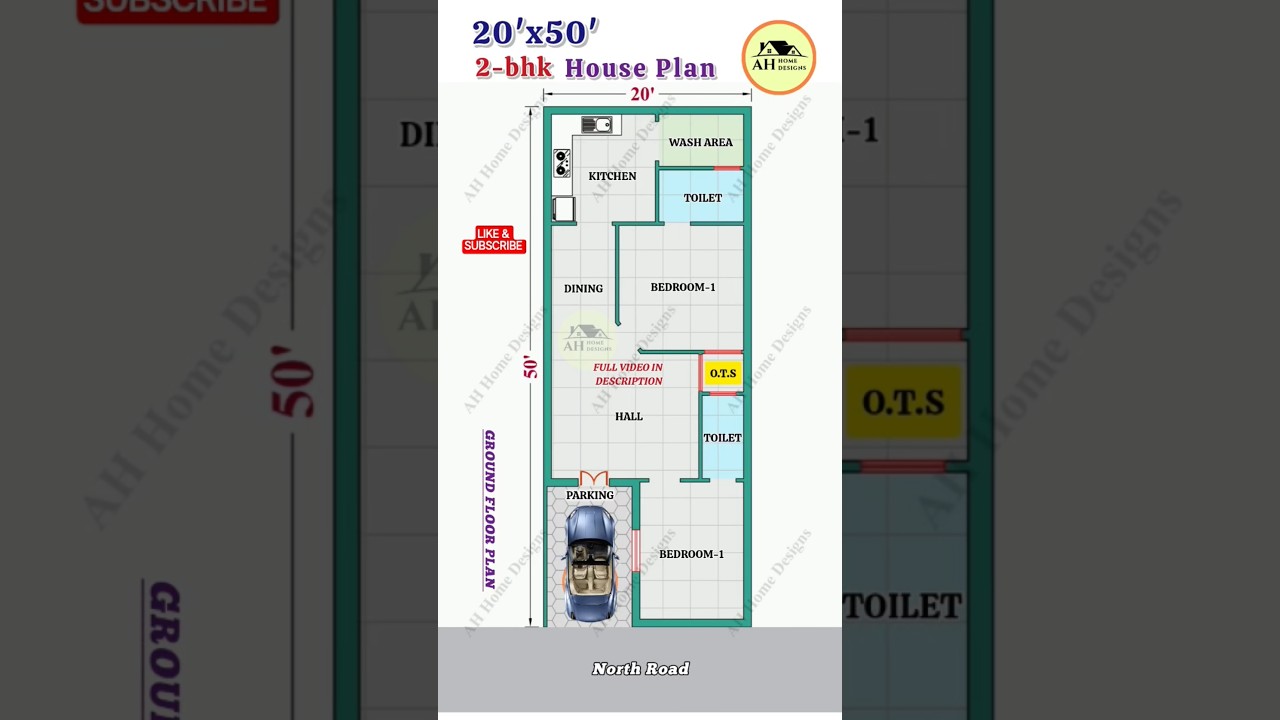 20x50 2BHK House Plan with Parking π