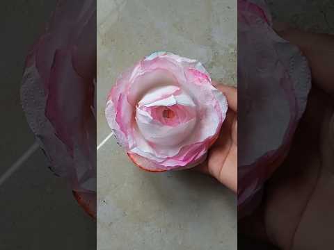Tissue paper rose 🌹| Sugar cubz| #trendingdiy #diy #papercrafts #shortsviral #shortsfeed