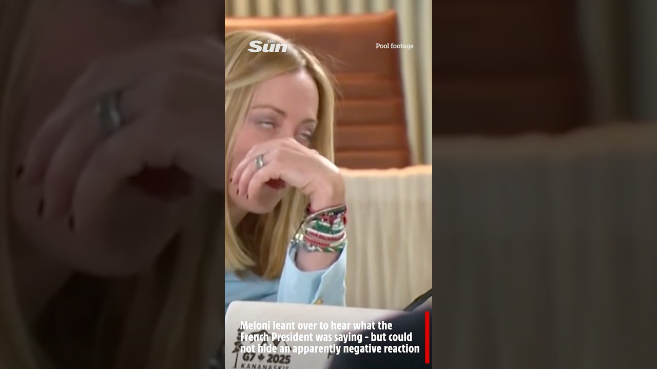 G7 Tensions Rise: Meloni Reacts to Macron's Whispering During Roundtable 🤐
