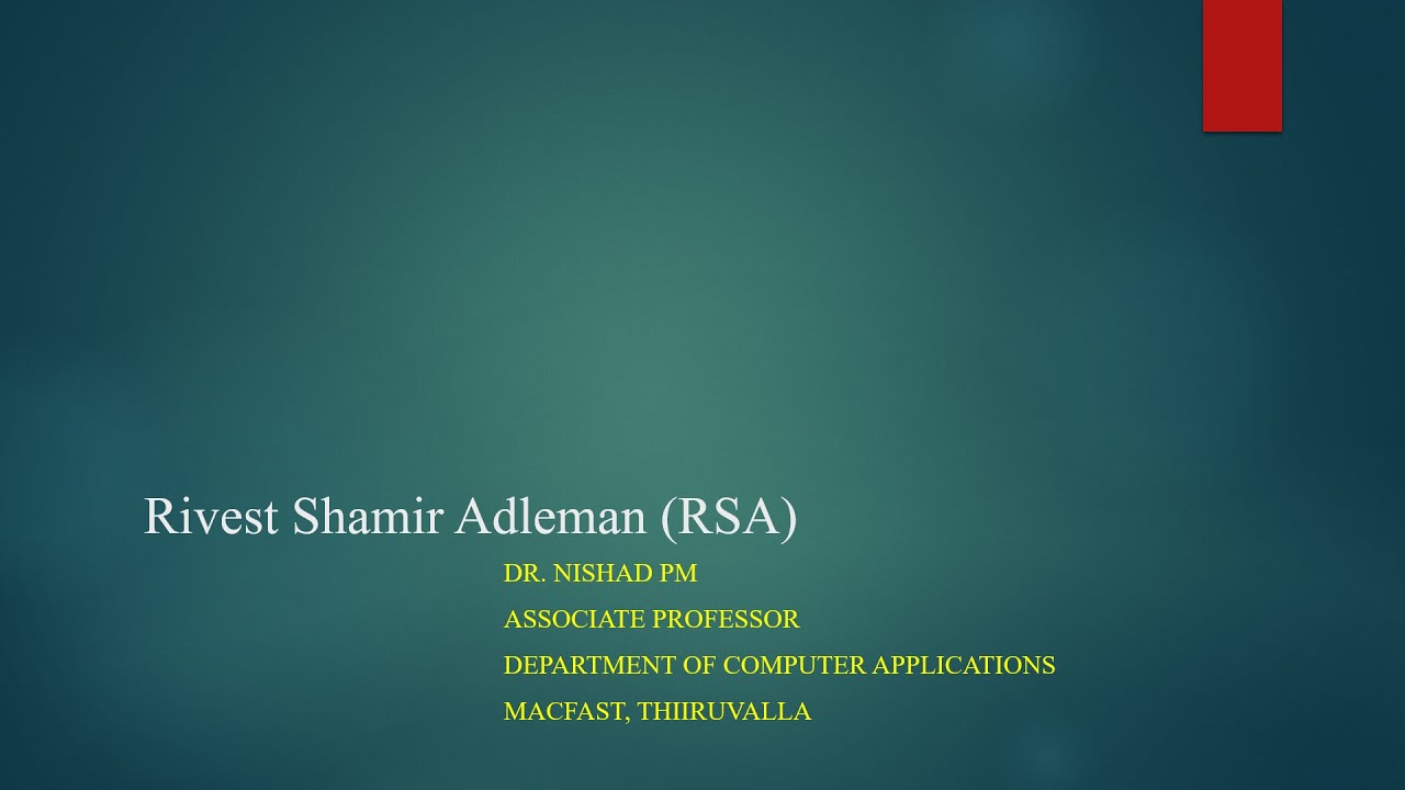 RSA Encryption Explained in Malayalam 🔐 by Dr. Nishad PM