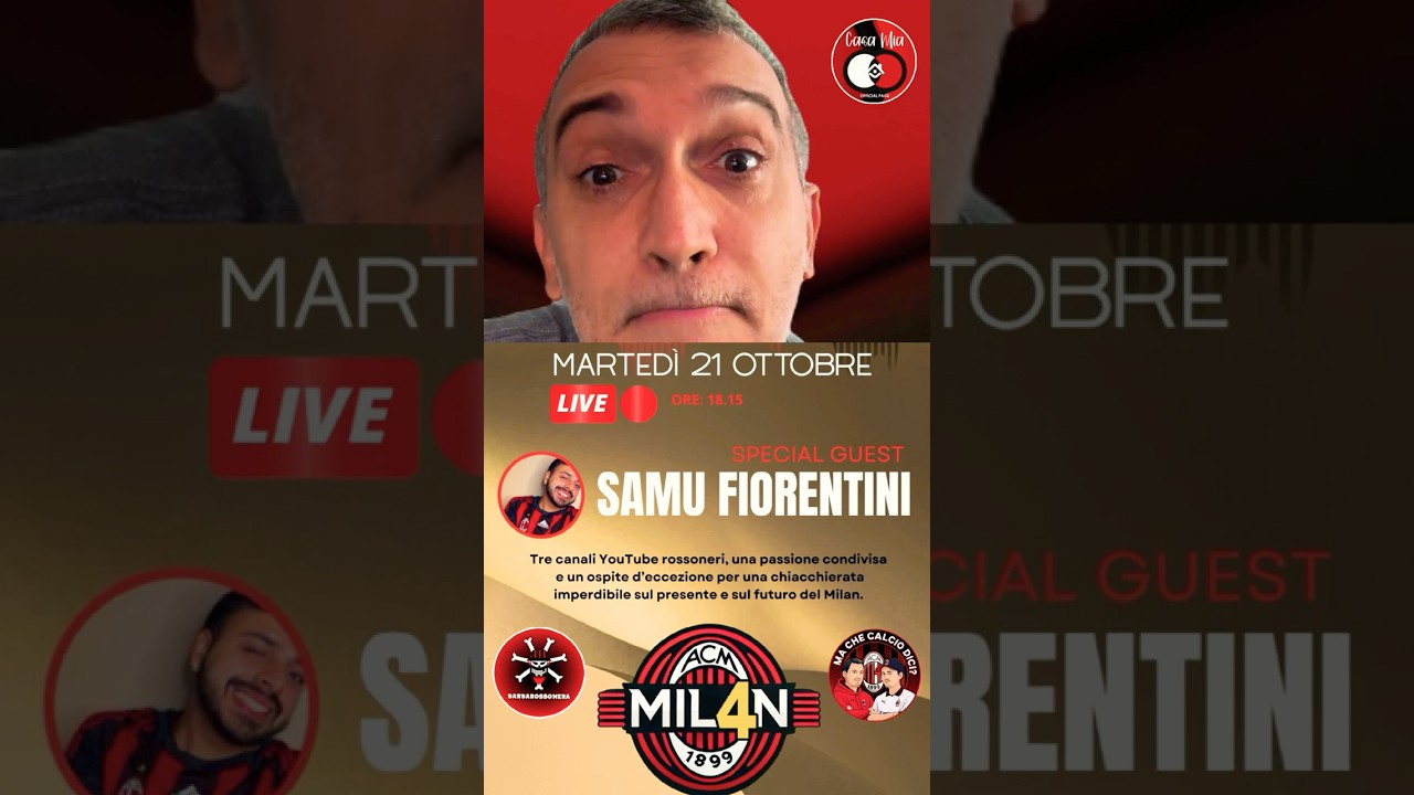 🎙️ 4Milan LIVE Today at 6:15 PM with Special Guest Samuele Fiorentini!