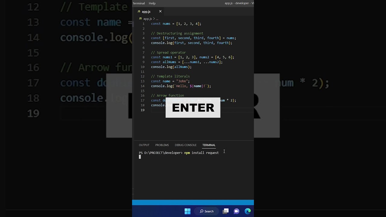 Using NPM and Node.js to Execute JavaScript in Visual Studio Code