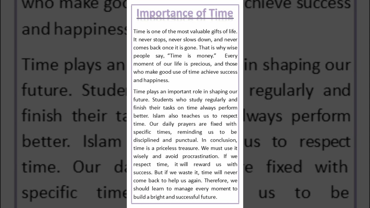 The Importance of Time ⏳