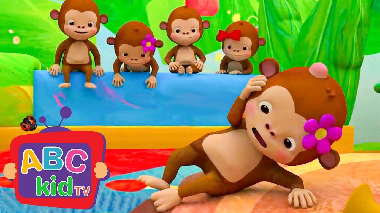 Five Little Monkeys Jumping on the Bed 🐒 | Fun Nursery Rhymes for Kids