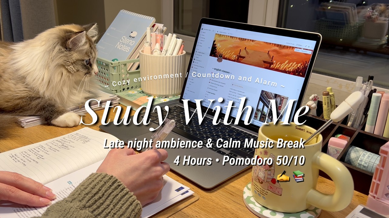 4-Hour Night Study Session 🌙 Focus & Pomodoro