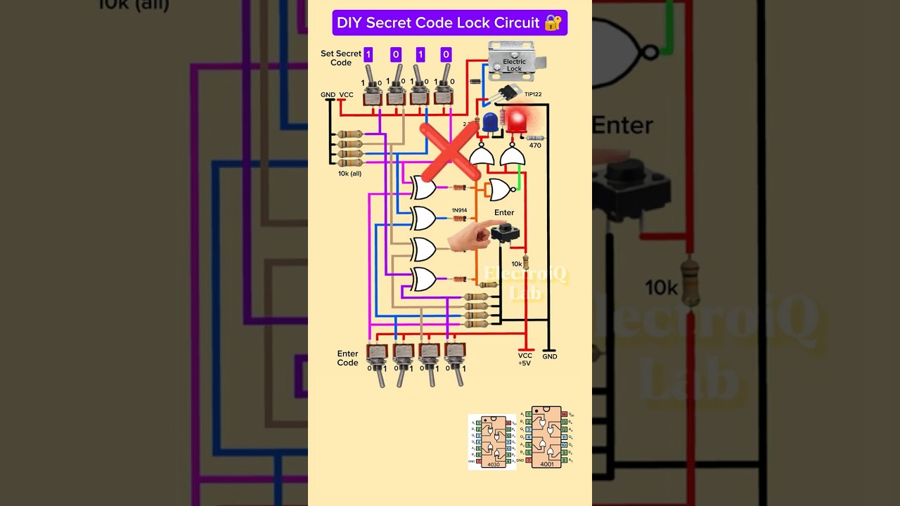 #diyPassword Code Door Lock System🔐| Using Logic Gates - No Arduino #shorts #tech #circuit #security