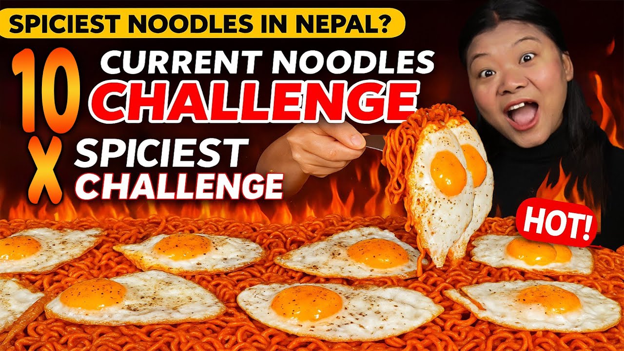 Nepal's Spicy Noodles Challenge: 10 Packs & 8 Eggs 🌶️