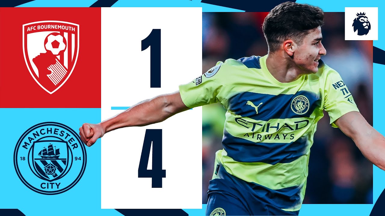 Man City Dominates Bournemouth 4-1 with Goals from Alvarez, Haaland & Foden ⚽