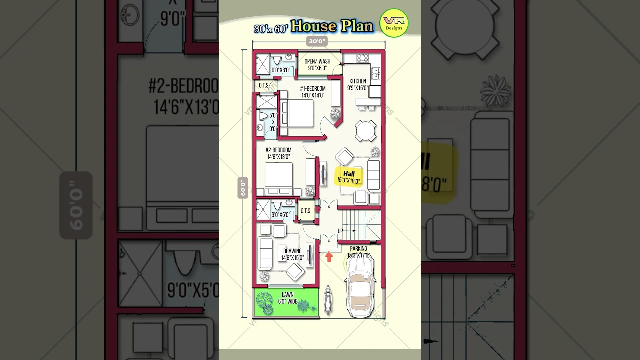30Γ60 House Plan with 2BHK & Parking π