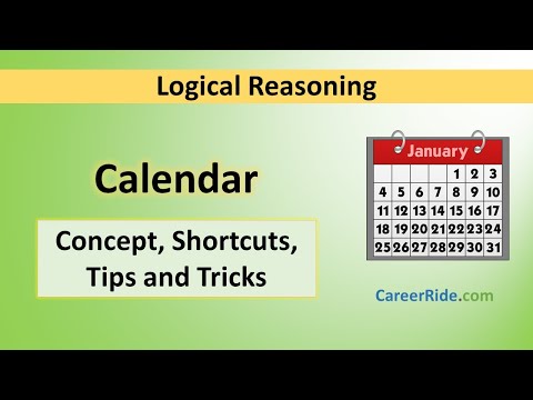 Calendar - Tricks & Shortcuts for Placement tests, Job Interviews & Exams