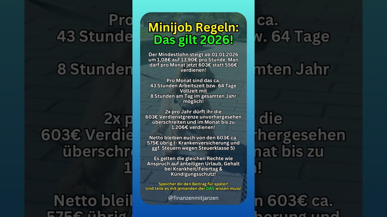 Minijob 2026: Was du wissen musst! 💼