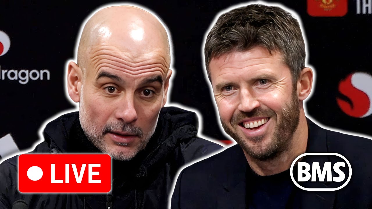 🔴 LIVE | Michael Carrick and Pep Guardiola post-match press conference | Man Utd 2-0 Man City