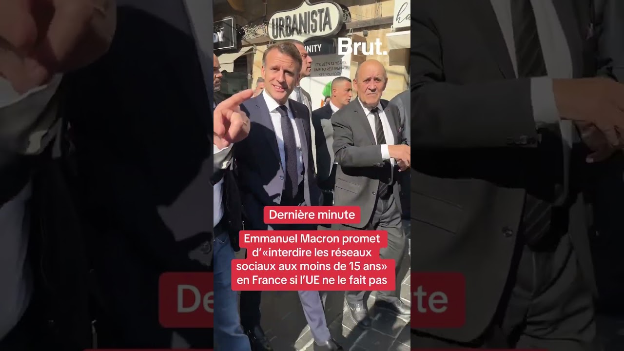 Macron menace d’interdire les réseaux sociaux aux moins de 15 ans en France 🇫🇷 si l’UE ne prend pas de mesures
