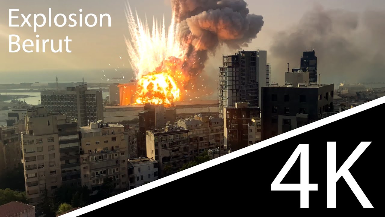 [4K] Beirut Explosion & Slow Motion Footage