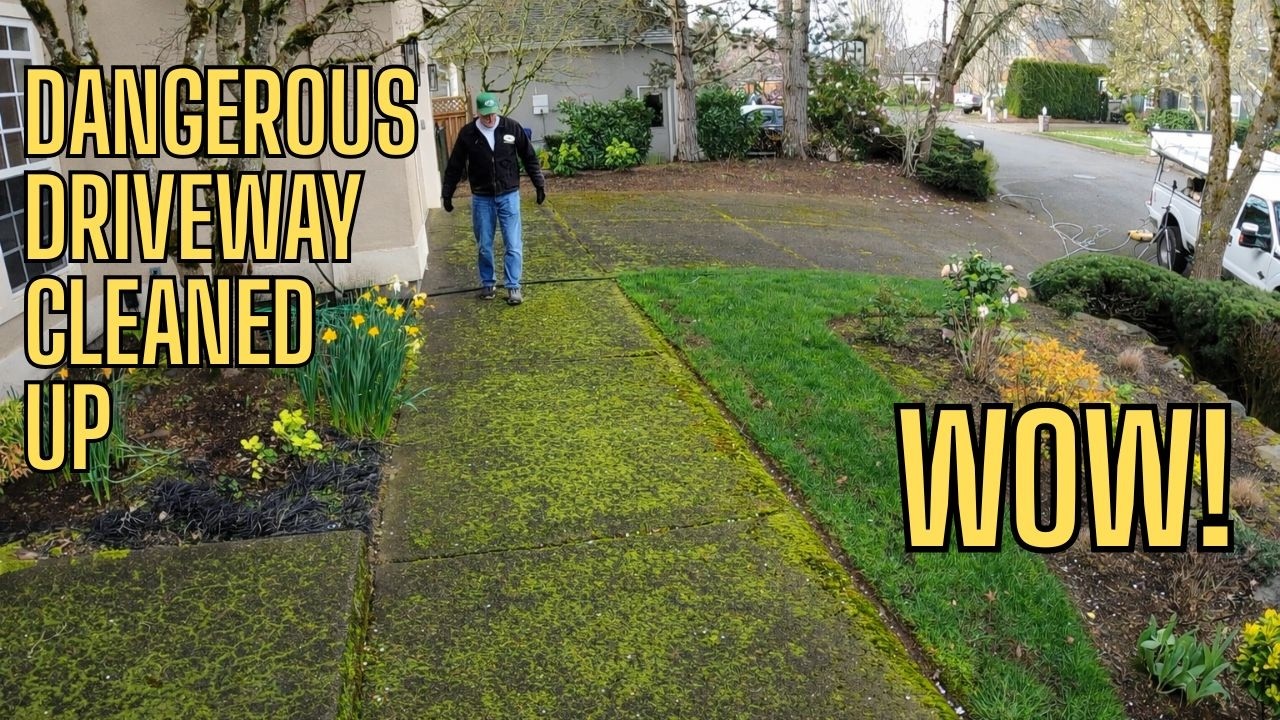Dangerous Driveway Cleaned, Brilliant Before & After, #asmr, #satisfying, #powerwashing,