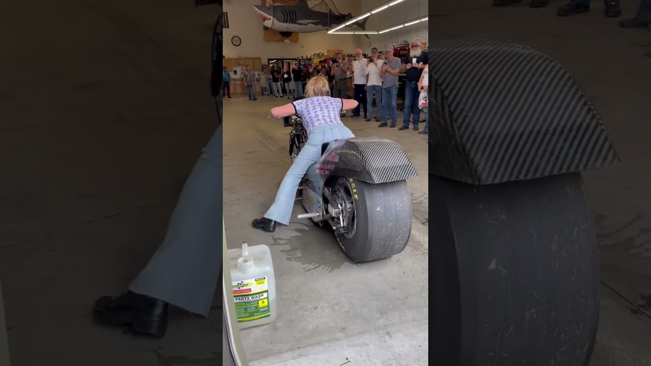 Girl Overcomes Burnout on Her Drag Harley ποΈ