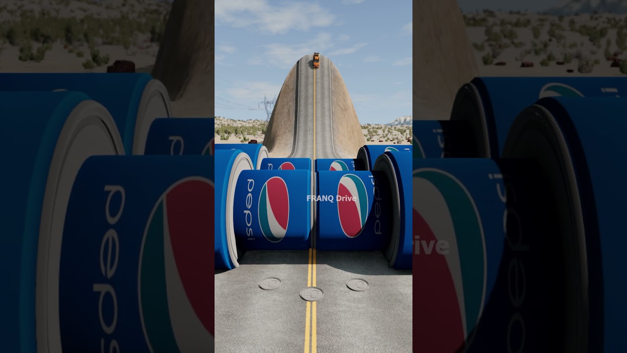 Epic Cars 7 Pepsi Bollard Hill Crash in BeamNG.drive 🚗💥