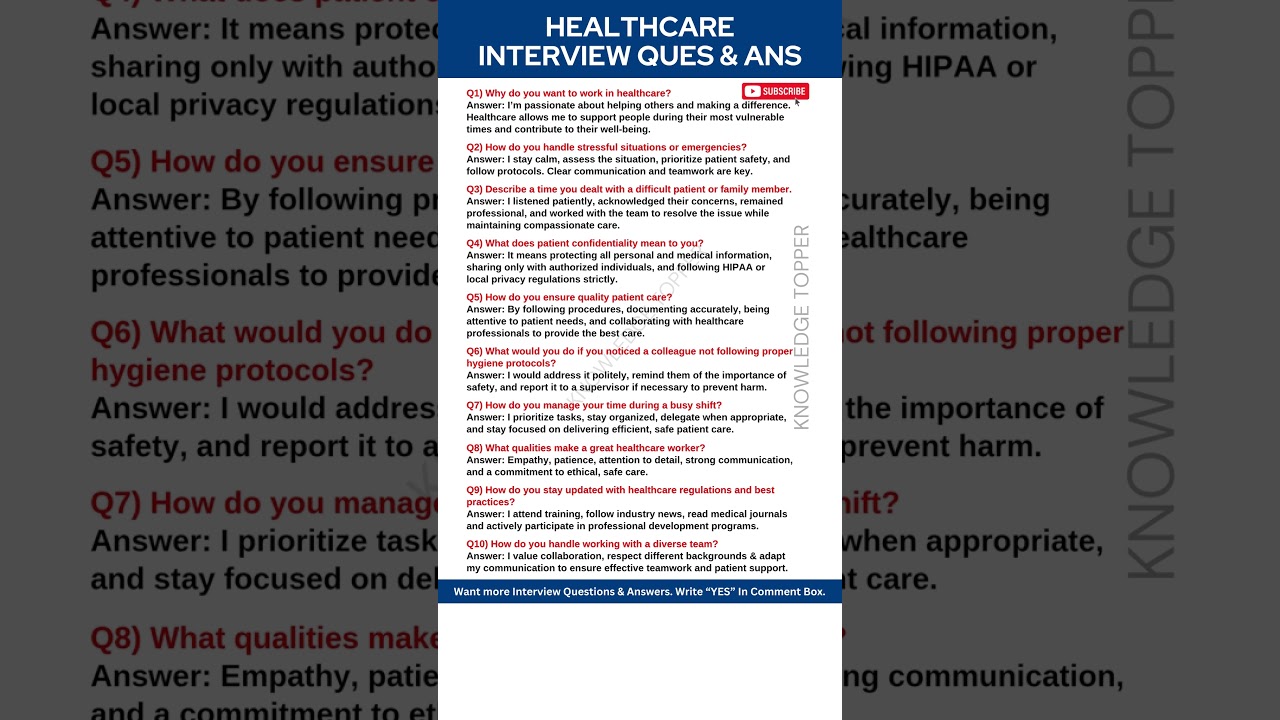 Top 10 Healthcare Interview Questions & Answers 🩺