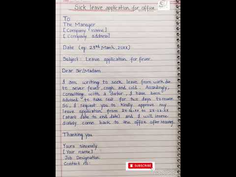 Sick leave application for office l Application for leave of absence l  letter writing format