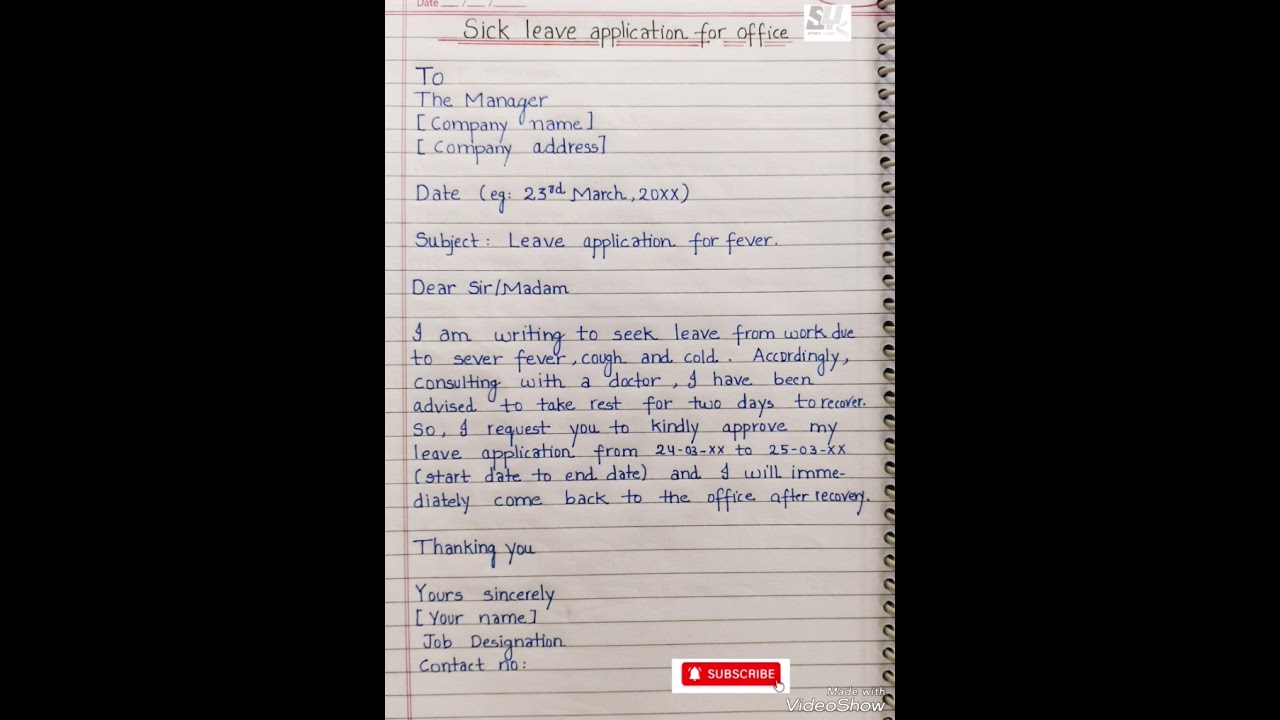 Sick Leave Application for Office: Format and Sample