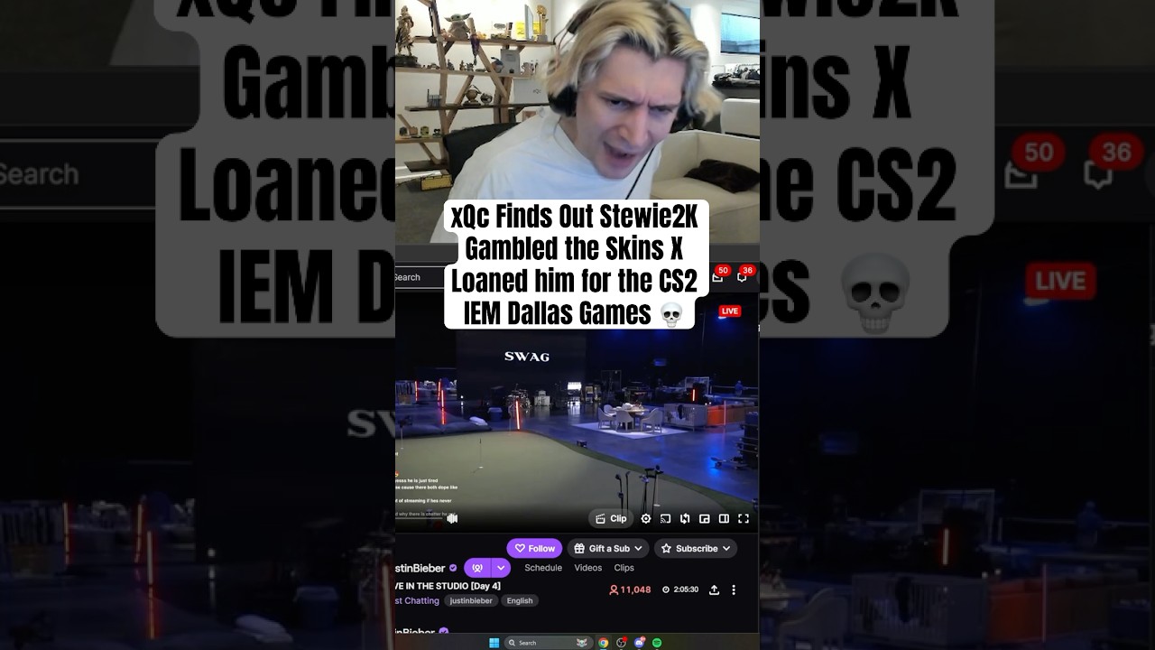 xQc Discovers Stewie2K Gambled Loaned Skins 🎮