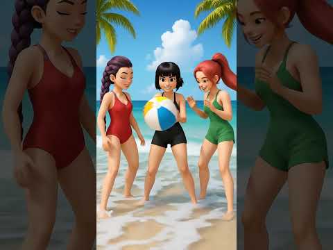 K-Pop Huntrix at the Beach 🌴👗 #HuntrixAtBeach, #KpopFashion, #BeachGlowUp, #KpopTransformation,