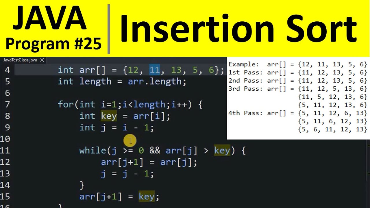 Java Program to Sort Numbers with Insertion Sort