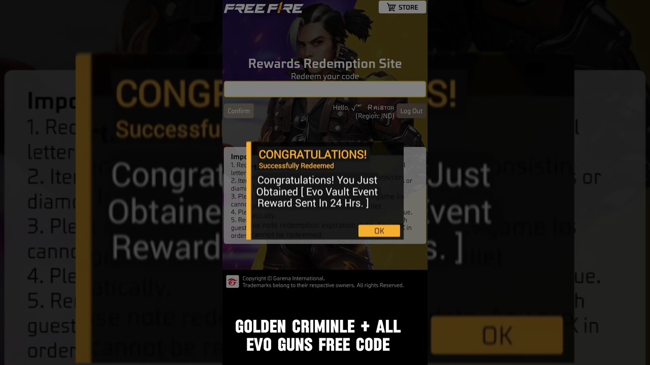Free Fire Redeem Codes for June 5 🎮 | Unlock Golden Criminal & All Evo Guns!