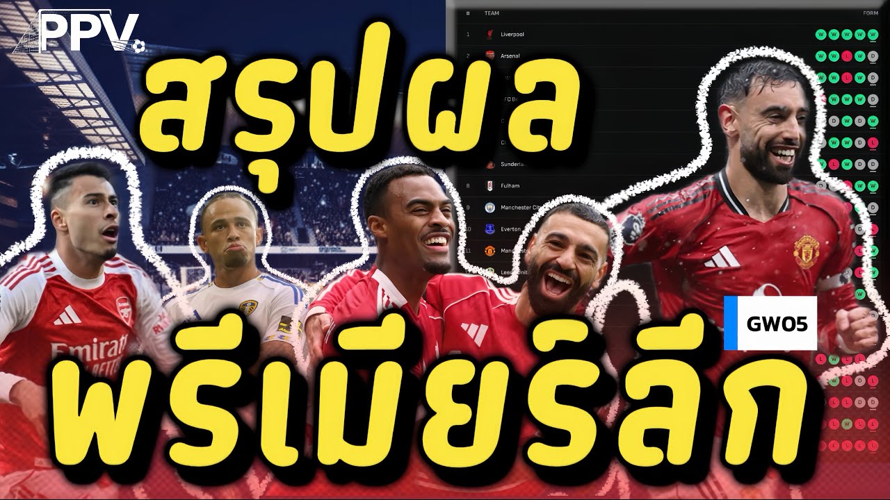 สรุปผลพรีเมียร์ลีก 25/26 นัดที่ 5 ⚽ ปีศาจแดงฟื้น, ปืนเจ๊าเรือ, หงส์หนาว, สิงห์ซึม!