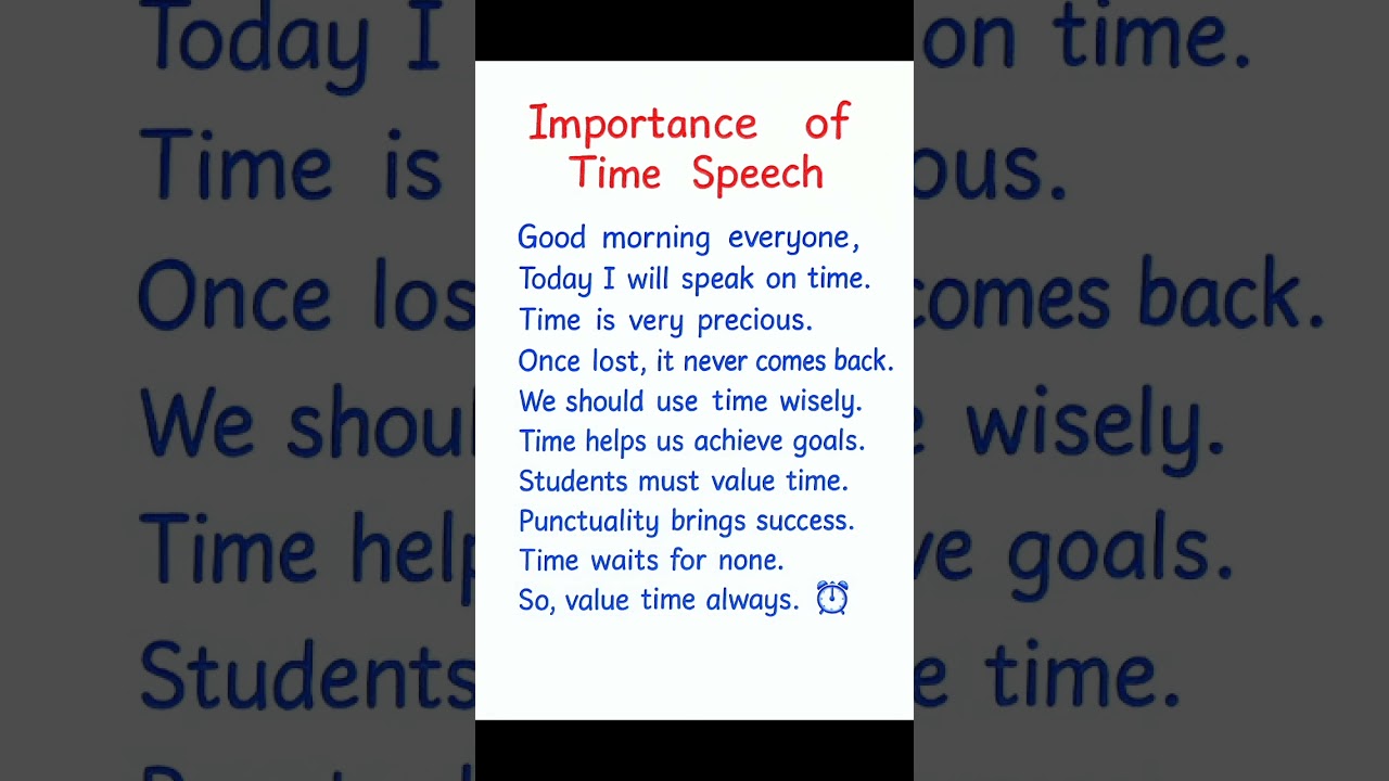 The Value of Time: Short Speech ⏰