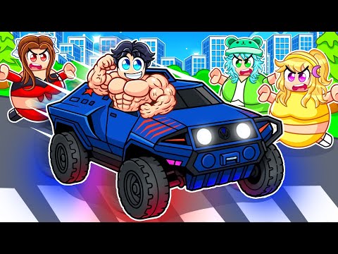 MUSCULAR SPEEDRUNNER vs FAT HUNTERS in Driving Empire! (Roblox)