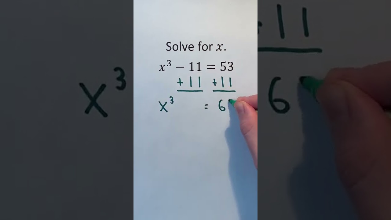 How to Solve for x in x³ - 11 = 53 | Easy Algebra Tips 🧮