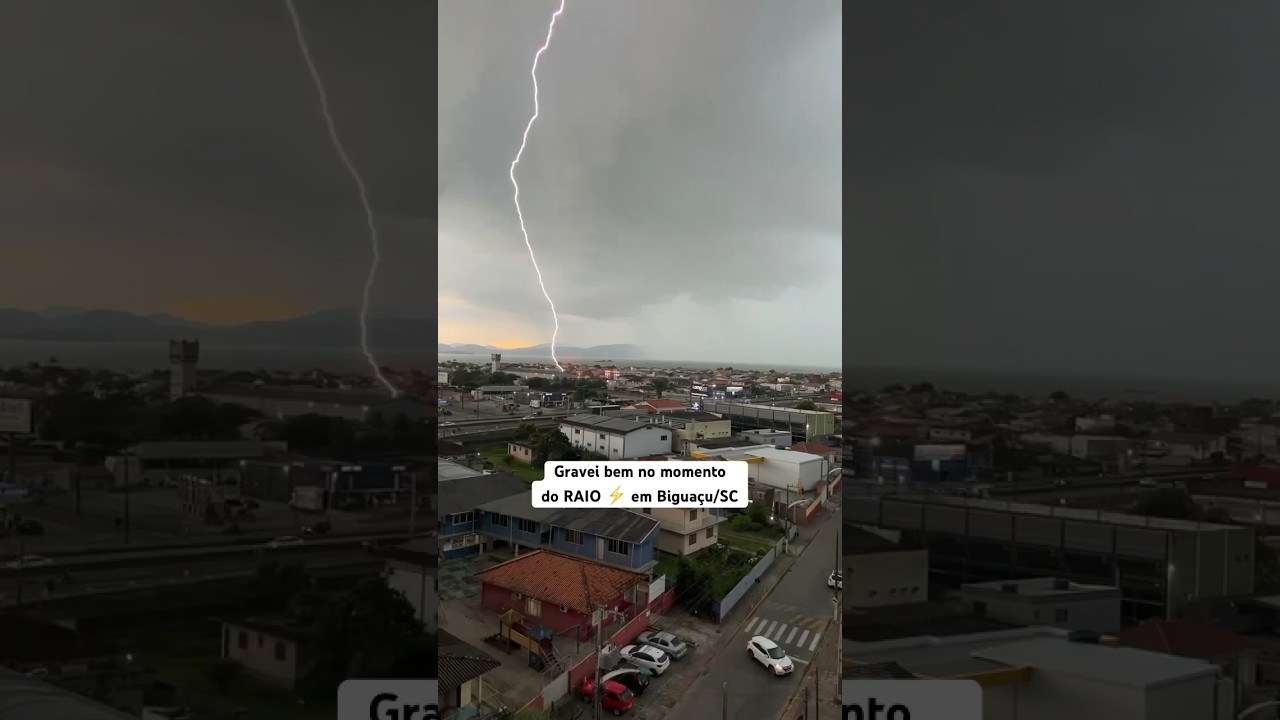 Raio caindo em Biguaçu/SC durante tempestade