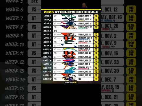 Pittsburgh Steelers 2025 regular season schedule ￼