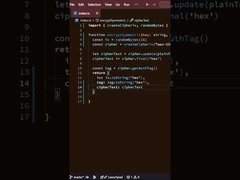 How symmetric encryption of data works #coding #encryption #nodejs #typescript #backend #javascript