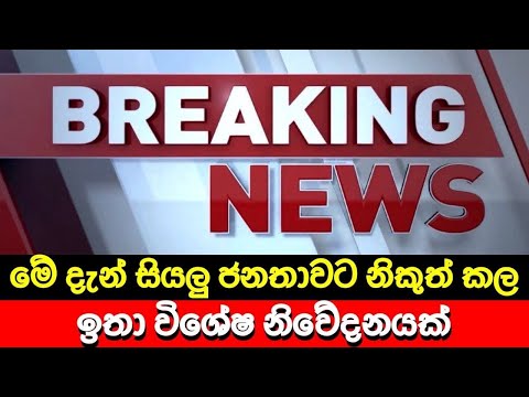 මේ දැන් සියලු ජනතාවට නිකුත්කල ඉතාවිශේෂ නිවේදනයක්🔴 BREAKING NEWS | Hiru News | Ada Derana News live