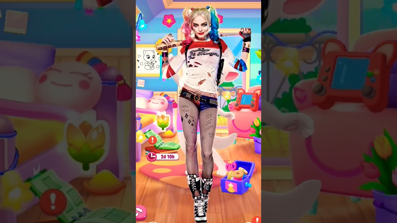 Harley Quinn Makeover in My Talking Angela 2 🎨