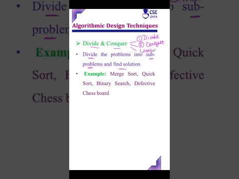 Divide & Conquer #Technique #cseguru #algorithm #ada #cseguruadavideos #algorithmdesign #daa