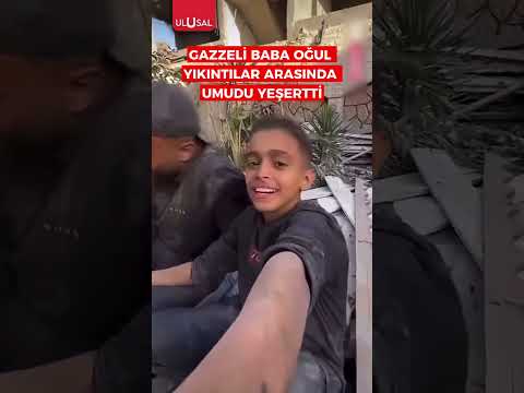 Gazzeli baba oğul yıkıntılar arasında umudu yeşertti #shorts #gazze #keşfet