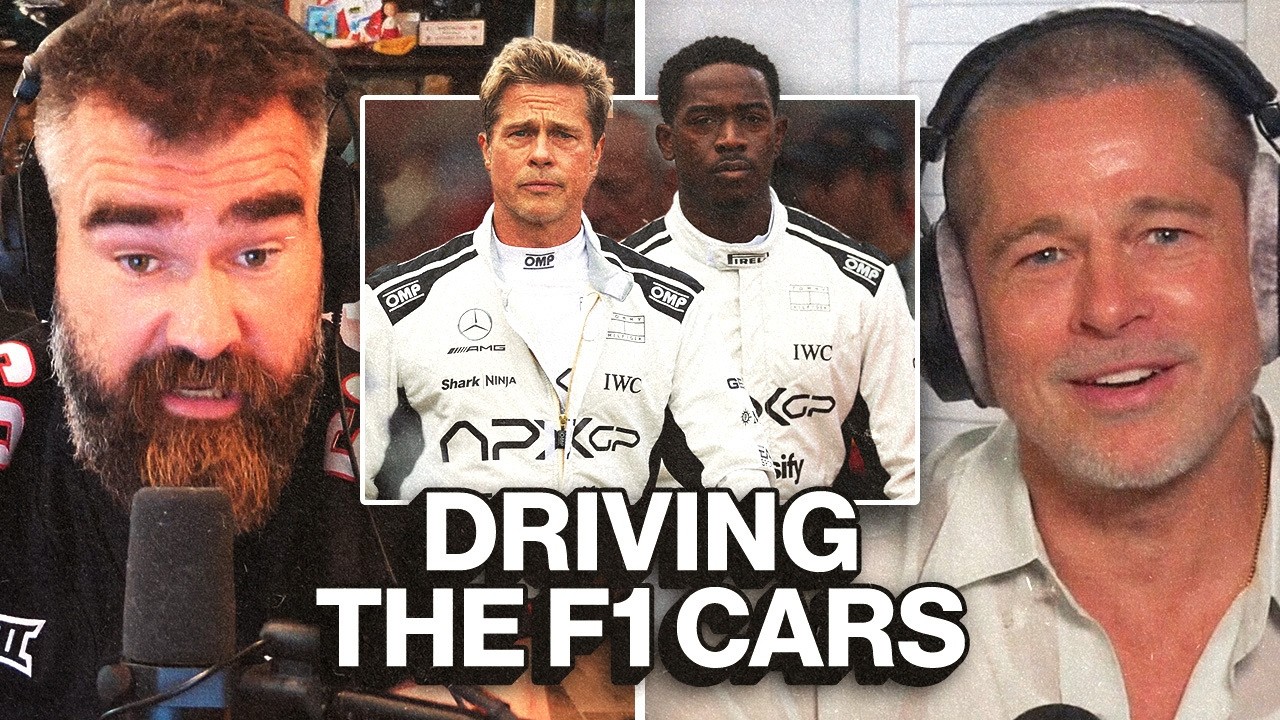 Brad Pitt confesses how INTENSE it actually is driving F1 cars with Travis and Jason